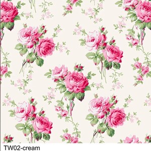 Barefoot Roses Aqua or Cream Fabrics ~ Barefoot Roses Collection from Tanya Whelan Fabrics, 100% Quilitng Cotton