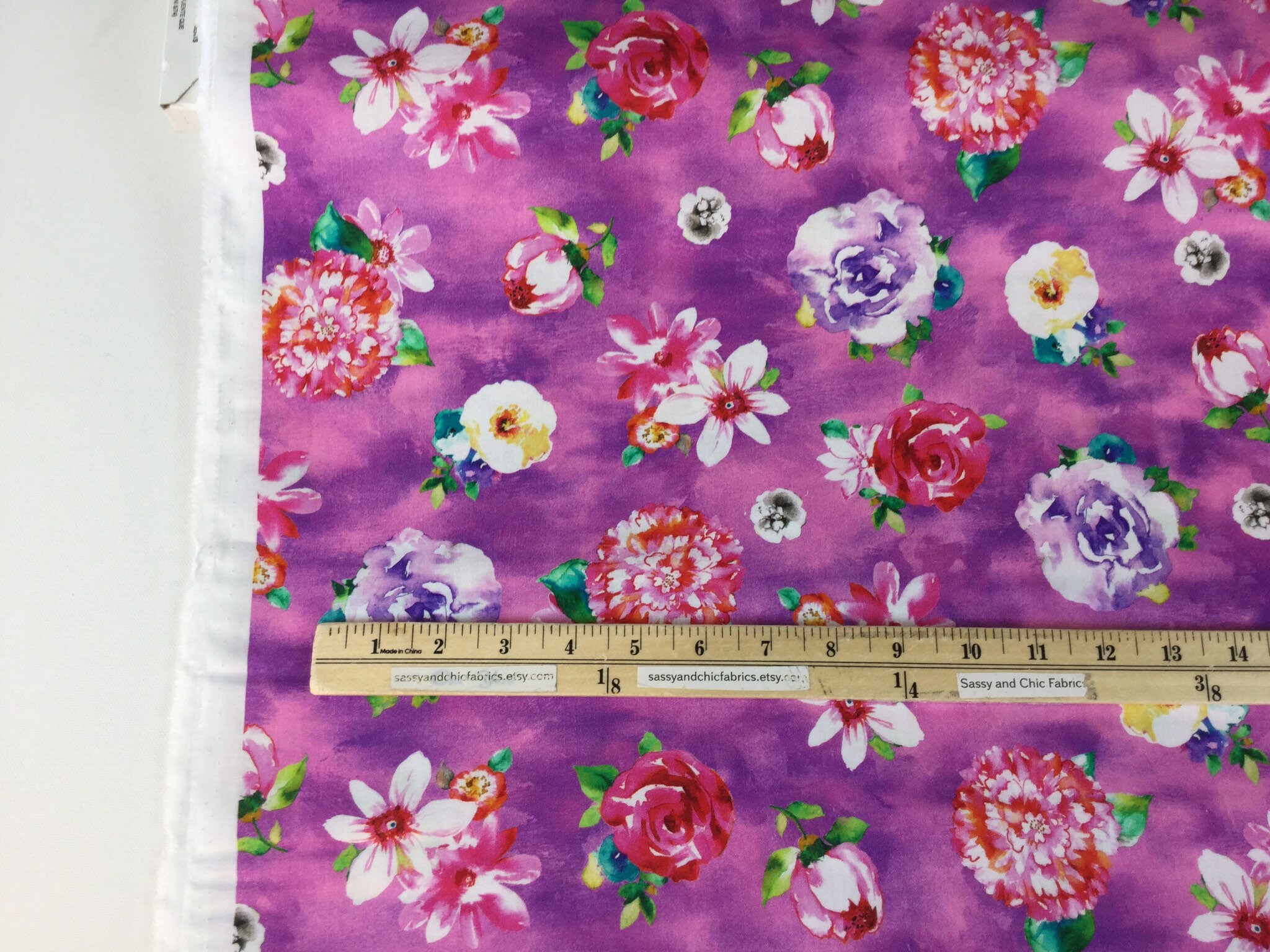 SALE By the Yard Annabelle Floral Toss Pink Fabric from | Etsy