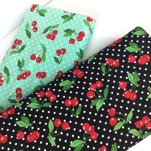 Sweet Cherry Dot Black or Mint Color ~ Michael Miller Retro Florals, Quilting Cotton Fabric,  100% Cotton