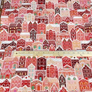 Gingerbread Houses 3 Colors: Cherry / Mint / Gingerbread Fabric Tinsel Town Collection from Wishwell, Robert Kaufman Fabrics, 100% Cotton image 10