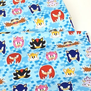 Sonic the Hedgehog Blue Fabric ~ from Sega of America for Robert Kaufman Fabrics, 100%  Quilting Cotton