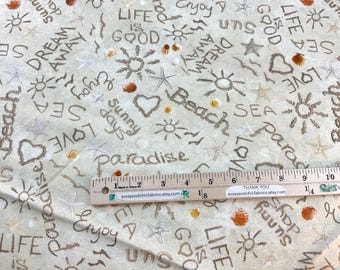 Doodles on the Sand, Sand Color 100% Cotton Fabric ~ Beach Dreams Collection for Timeless Treasures