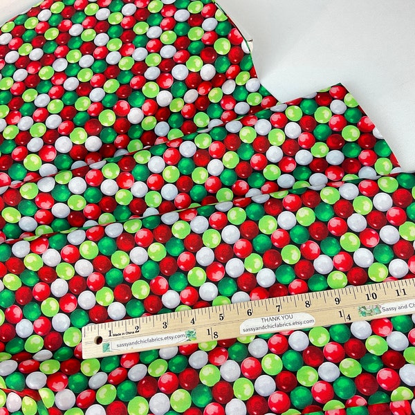 Festive Gumballs Multi 100% Cotton Fabric ~ Sweet Holidays Collection from Kanvas Studio for Benartex Fabrics