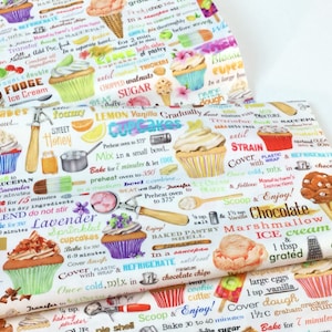 Great Things Come to Those Who Bake Cupcakes Fabric ~ Sweet Tooth Collection by Mary Lake Thompson, Robert Kaufman, 100% Cotton Fabric