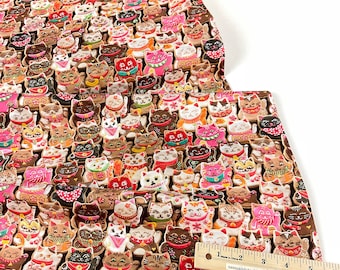 Lucky Cat Cookies 100% Quilting Cotton Fabric in Sweet Color ~ Sweet Tooth Collection from Robert Kaufman