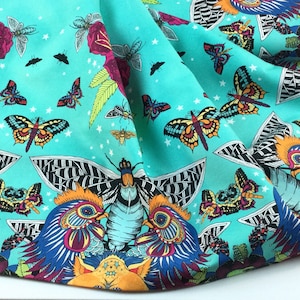 Xanadu Turquoise Fabric ~ Nicole's Prints Collection from Alexander Henry, 100% Quilting Cotton Fabric
