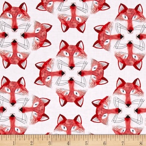 Outfoxed Foxy Fellas White Color ~ Michael Miller Collection, Cotton Quilt Fabric