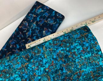 Sea Turtles 2 Colors: Lagoon or Turquoise 100% Cotton Quilting Lightweight Fabric ~ Oceana Collection by Dan Morris for QT Fabrics