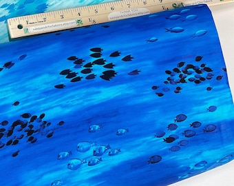 Floating Fish Water Color, 100% Cotton Fabric ~ Coral Canyon Collection from Robert Kaufman Fabrics