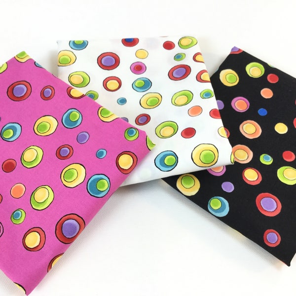 Olivette Dots White or Pink Fabrics ~ Button Heads Collection by Loralie Harris for Loralie Designs Fabric