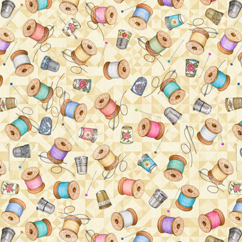 Thimbles and Spools Lilac Fabric Tailor Made Collection From Etsy