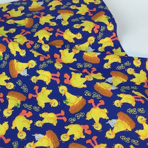 Sesame Street Big Bird Blue Fabric - Sesame Street Collection for QT Fabrics, 100 Quilting Cotton