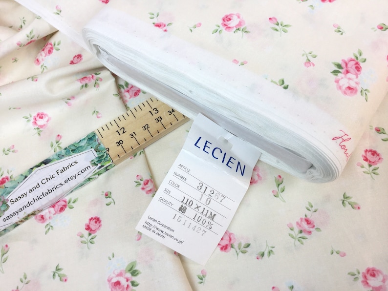 Cottage Shabby Chic Lecien Princess Rose Fabric Small Roses 31267L-70 Blue BTY