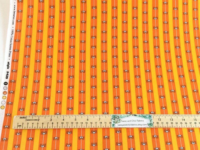 Spider Silk Orange Fabric Booooville Halloween Collection Etsy