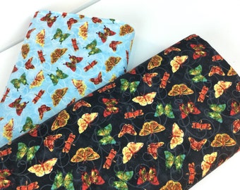 8 Dollars / Yard SALE~ Butterfly Tossed Black or Blue Fabrics ~ Poppy Days Collection by Alexa Kate for StudioE Fabrics, 100% Cotton