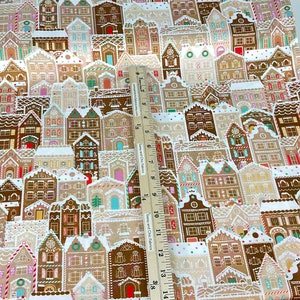 Gingerbread Houses 3 Colors: Cherry / Mint / Gingerbread Fabric Tinsel Town Collection from Wishwell, Robert Kaufman Fabrics, 100% Cotton image 5