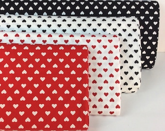 Medium Hearts Red/ Poppy/Black/ Jet VERY LIGHTWEIGHT Fabrics ~ Sevenberry Classiques Collection, Sevenberry for Robert Kaufman, 100% Cotton