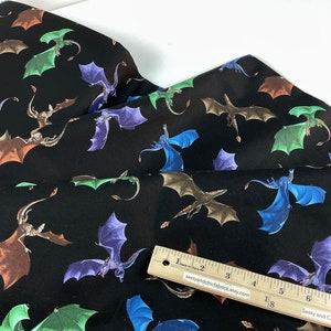Flight of the Dragons Black 100% Quilting Cotton Fabric ~ Dragon's Lair Collection by George McCartney for Timeless Treasures Fabrics