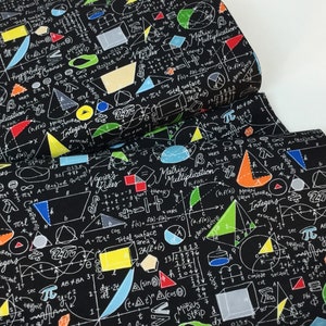 Back To School Math Genius Black Fabric ~ by Samarra Khaja for Timeless Treasures, 100% Quilting Cotton Fabric
