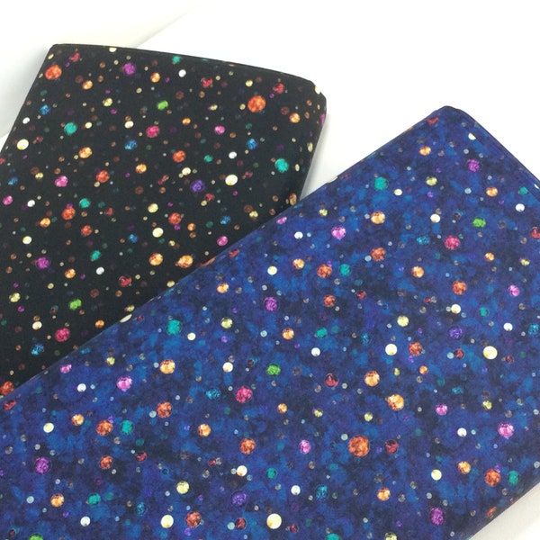 8 Dollars/ Yard SALE ~ Moonshadow Dot Black or Medium Blue Fabrics ~ Moonshadow Collection from Dan Morris for QT Fabrics, 100% Cotton