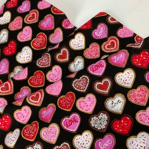 So Sweet Black Fabric ~ Hugs & Kisses Collection from Benartex Fabrics, 100% Cotton Fabric