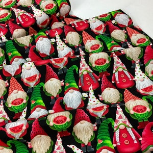 Watermelon Gnomes Black Fabric ~ Watermelon Party Collection from Timeless Treasures Fabrics, 100% Digital Print Cotton