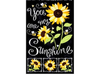 23” Sunflower Chalkboard Black Panel  ~ You are My Sunshine Collection by Gail Cadden for Timeless Treasures