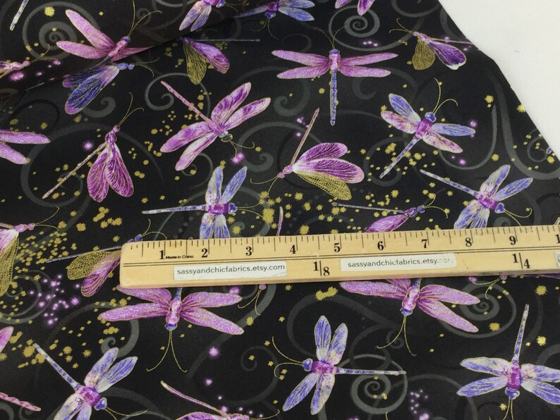 Dancing Dragonflies Black Fabric Dragonfly Dance Collection Etsy