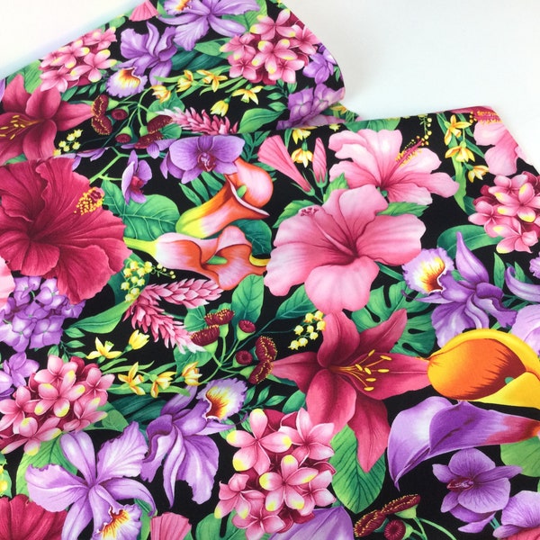 Tropical Floral Fabric ~ Tropical Vibes Collection from Timeless Treasures Fabric, 100% Quilting Cotton