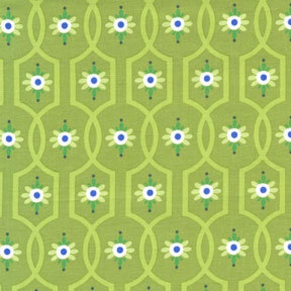 Moonflower Green Fabric - from Gypsy Bandana Collection by Pillow & Maxfield for Michael Miller Fabrics, 100% Cotton