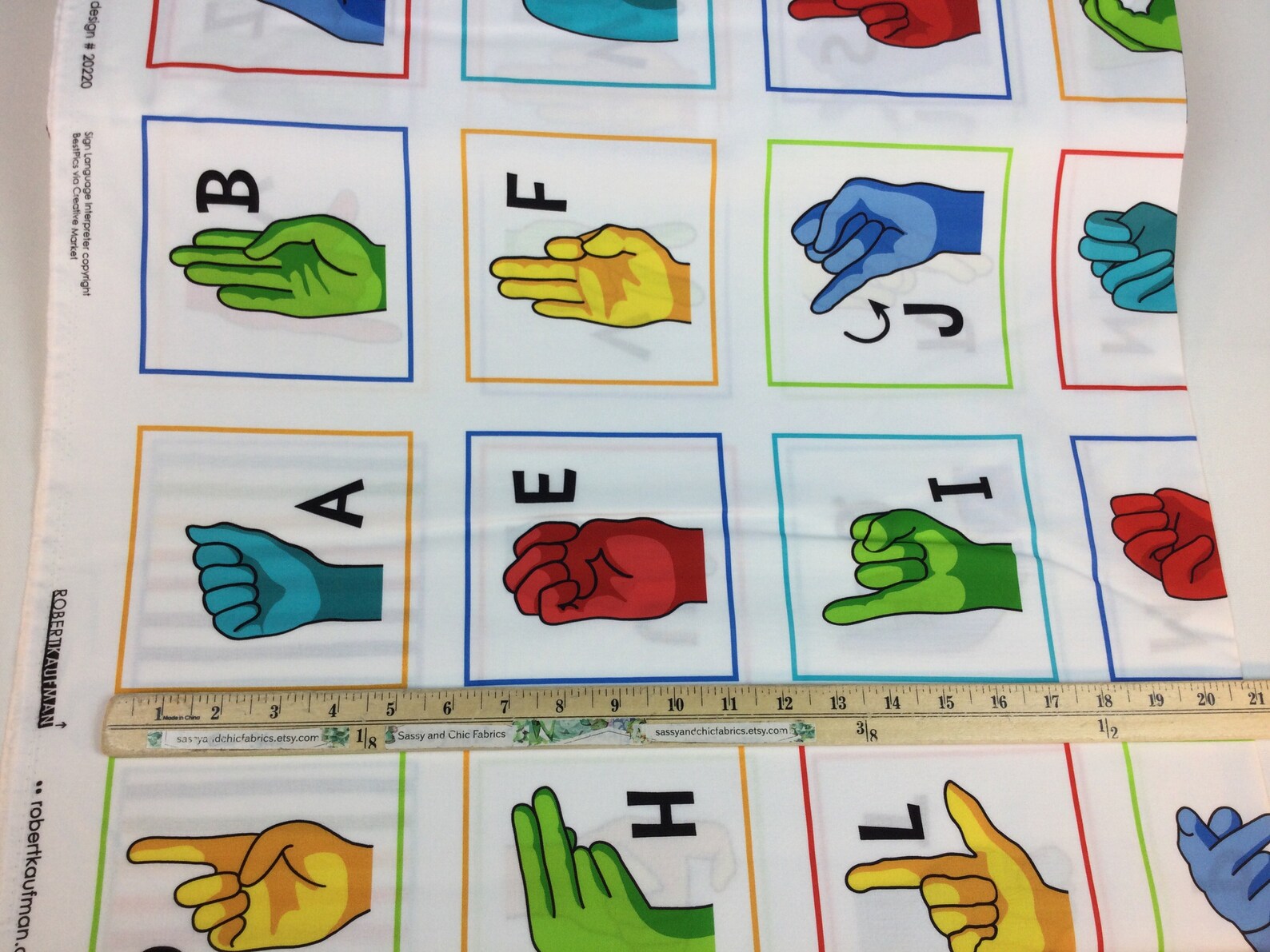 Sign Language Alphabet White Fabric 24by44 Panel Etsy.de
