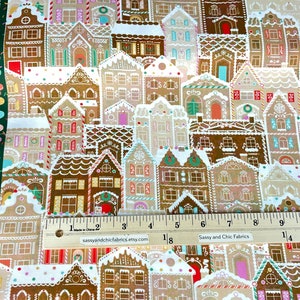 Gingerbread Houses 3 Colors: Cherry / Mint / Gingerbread Fabric Tinsel Town Collection from Wishwell, Robert Kaufman Fabrics, 100% Cotton image 6