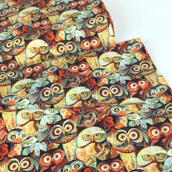 Packed Owls Fabric ~ Owl Arabesque Collection by David Galchutt for QT Fabrics, 100% Quilting Cotton