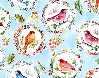 Love Birds at First Frost Multi Fabric ~ Love at Frost Sight Collection by August Wren for Dear Stella Design, 100% Cotton