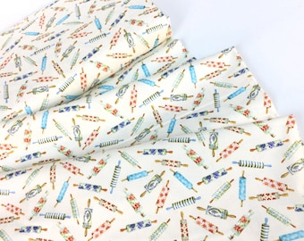 Rockin' and Rollin' Cream Fabric ~ BAKE SALE by Louise Nisbe for Michael Miller, 100% Quilting Cotton