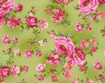 SAGE Color Small Rose Bouquets 100% Quilting Cotton Fabric ~ Flowerhouse: Bouquet of Roses Collection by Debbie Beaves for Robert Kaufman