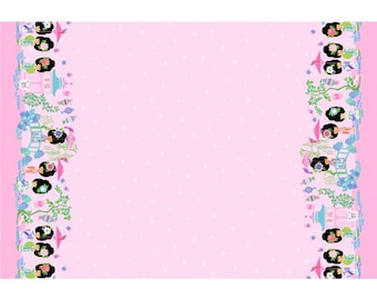 By the Yard ~ Geisha Girl Border Pink Fabric ~ from GEISHA GIRL Collection for Michael Miller Fabrics, 100% Quilting Cotton