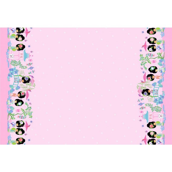 Geisha Girl Border Pink Fabric ~ from GEISHA GIRL Collection for Michael Miller Fabrics, 100% Quilting Cotton