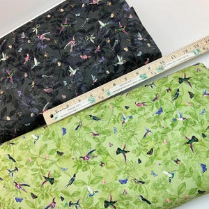 Hummingbirds 2 Colors: Celery or Nightfall, 100% Quilting Cotton ~ Twilight Terrace Collection from Robert Kaufman