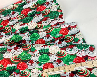 9 Dollars/ Yard SALE ~ Festive Cupcakes Multi 100% Cotton Fabric ~ Sweet Holidays Collection from Kanvas Studio for Benartex Fabrics
