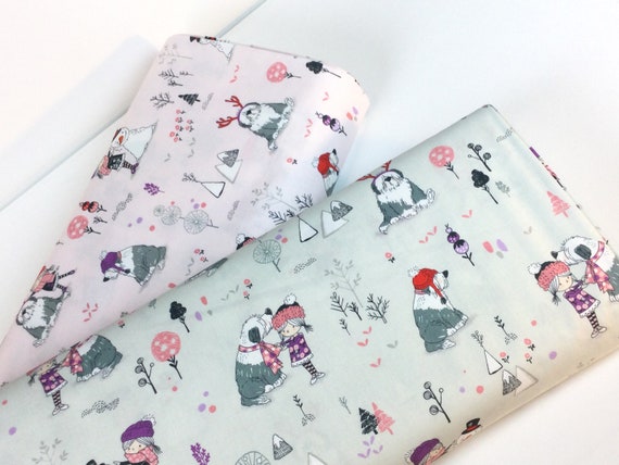 Winter Wardrobe 2 Colors:  Pink or Gray, 100% Quilting Cotton Fabric ~ Winter Days by Lisa Glanz for Michael Miller