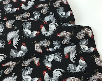 French Chickens Black Fabric ~ French Country Collection from Timeless Treasures, 100% Quilting Cotton