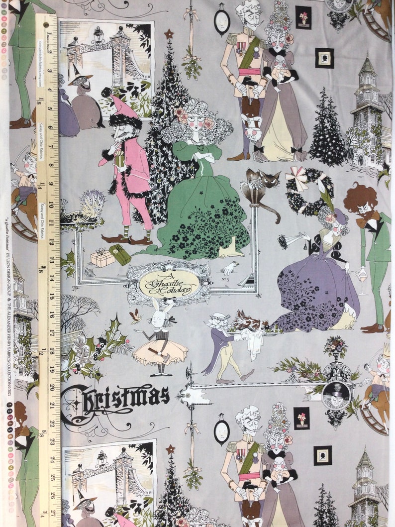 A Ghastlie Christmas Bone /Dove /Blush / Sage Fabric A Ghastlie Getaway Collection by Alexander Henry Fabrics,100% Quilting Cotton image 5