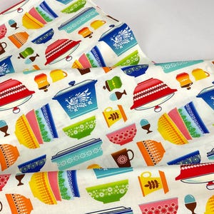 Vintage Kitchen Hunt Cream Fabric ~ Retro Kitchen Collection for Michael Miller Fabric, 100% Cotton