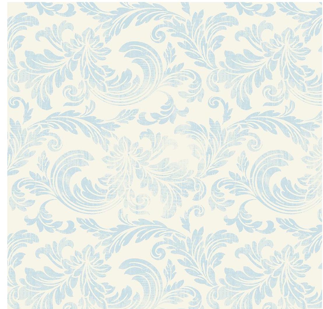 Tonal Acanthus Leaves 3 Colors: Sky/blue/cream Fabric, 100% Digital ...