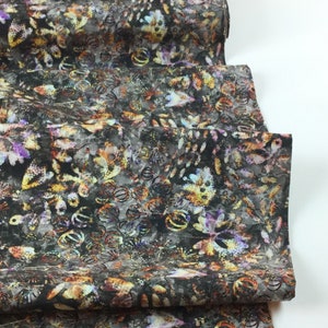 1 FQ + 21"by44" Remnant Sold Together ~ Mixed Botanical Charcoal Cotton Fabric ~ Botanica Collection from Quilting Treasures