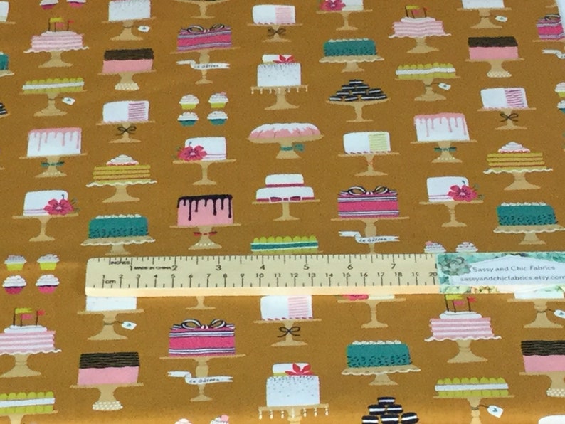 Michael Miller Collection Cotton Quilt SALE ~ By the Yard ~ Bake Shop Sweet Cakes Cinnamon Color ~ Bake Shop by Patty Solinger