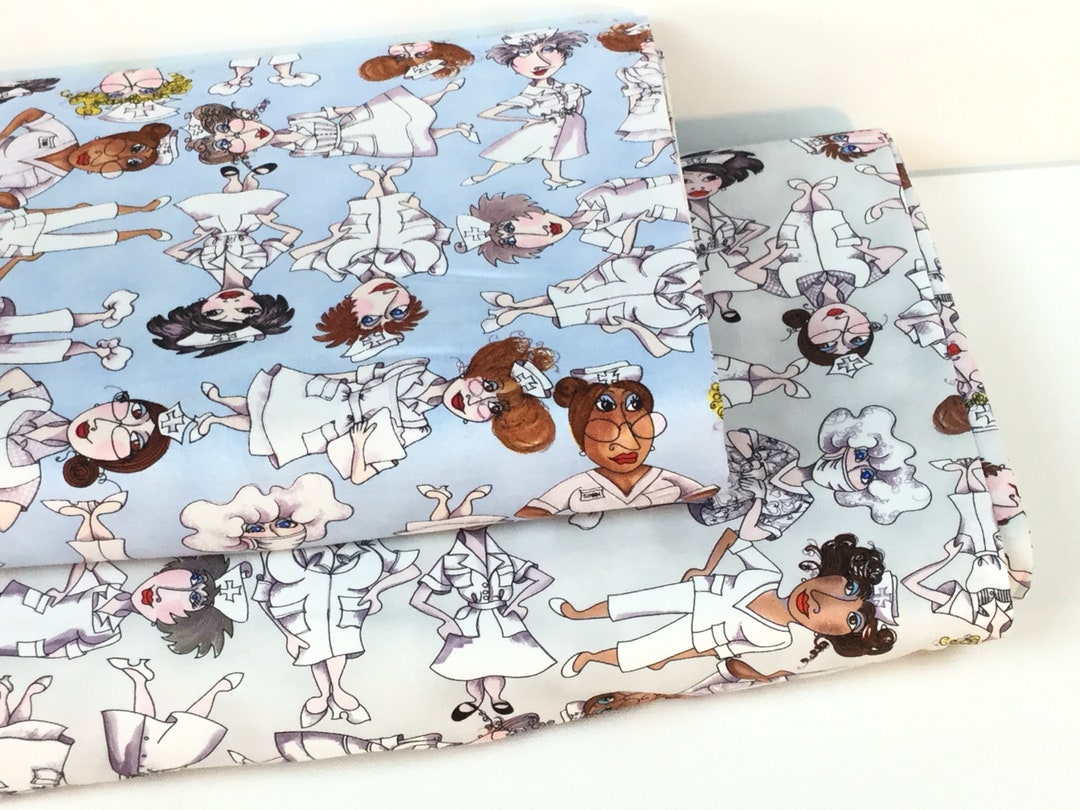 Nifty Nurses Tossed Gray or Blue Fabrics Nifty Nurses Collection by