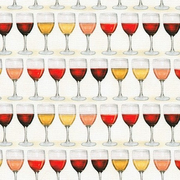 Wine Glasses Fabric from Uncork and Unwind Collection by Mary Lake - Thompson for Robert Kaufman Fabrics, 100% Cotton