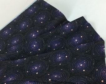 Solar System Astral with GLITTER Fabric ~ Moonlight by Wishwell Vanessa Lillrose & Linda Fitch, Robert Kaufman 100% Cotton